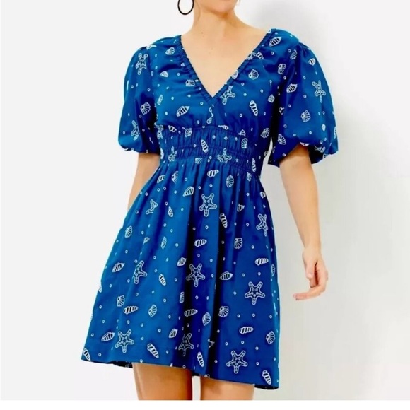 Lilly Pulitzer Dresses & Skirts - Lilly Pulitzer Kilynn Eyelet Dress Barton Blue Shell Embroidery 14